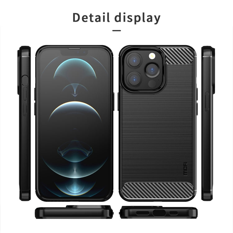 For iPhone 14 Pro Max MOFI Gentleness Brushed Texture Carbon Fiber TPU Phone Case (Blue) - iPhone 14 Pro Max Cases by MOFI | Online Shopping South Africa | PMC TechLife