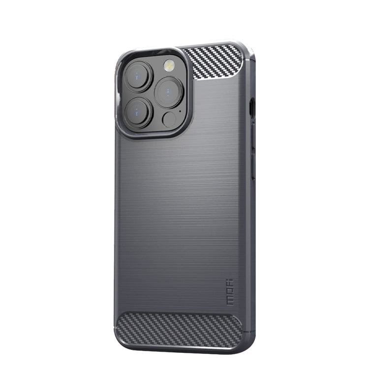 For iPhone 14 Pro Max MOFI Gentleness Brushed Texture Carbon Fiber TPU Phone Case (Gray) - iPhone 14 Pro Max Cases by MOFI | Online Shopping South Africa | PMC Jewellery