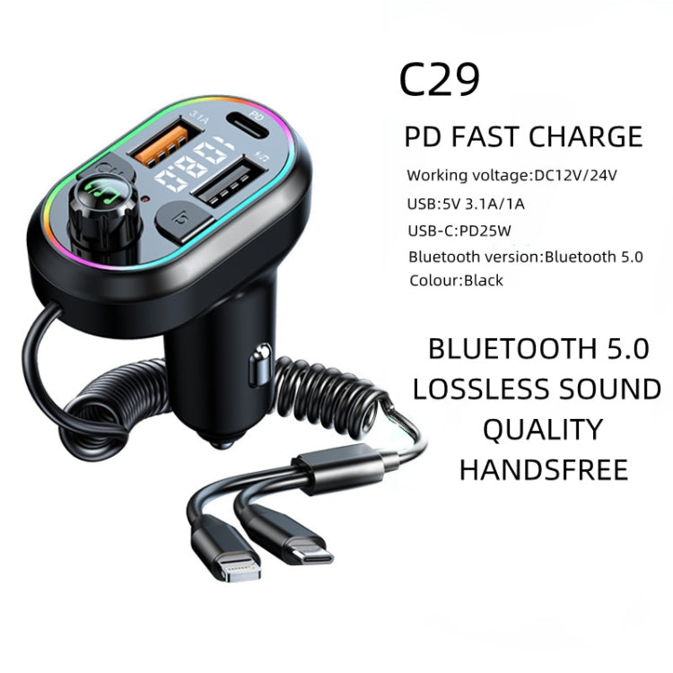 C29 Car Bluetooth 5.0 FM Transmitter  Car MP3 Player Fast Charge U Disk Lossless Music Player - Bluetooth Car Kits by PMC Jewellery | Online Shopping South Africa | PMC Jewellery | Buy Now Pay Later Mobicred