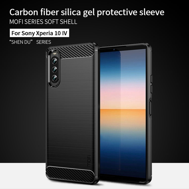 For Sony Xperia 10 IV MOFI Gentleness Series Brushed Texture Carbon Fiber Soft TPU Case(Black) - Sony Cases by MOFI | Online Shopping South Africa | PMC TechLife