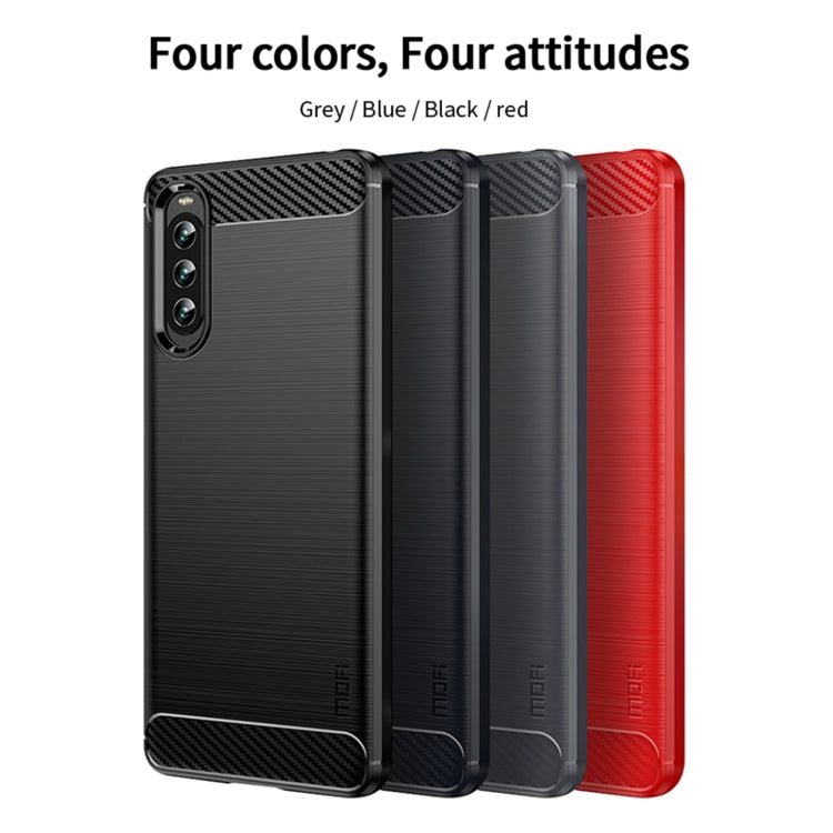 For Sony Xperia 10 IV MOFI Gentleness Series Brushed Texture Carbon Fiber Soft TPU Case(Blue) - Sony Cases by MOFI | Online Shopping South Africa | PMC Jewellery