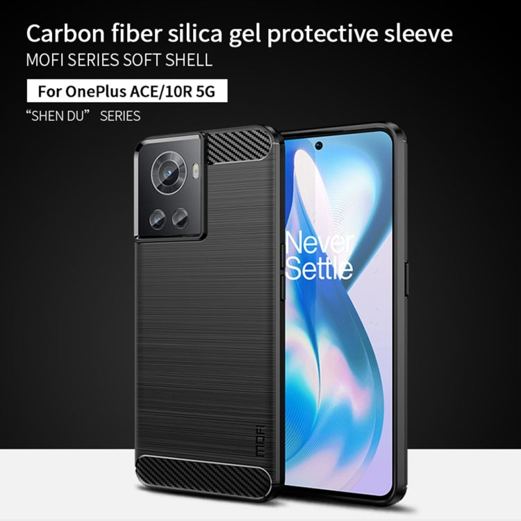 For OnePlus Ace / 10R 5G MOFI Gentleness Series Brushed Texture Carbon Fiber Soft TPU Case(Black) - OnePlus Cases by MOFI | Online Shopping South Africa | PMC TechLife