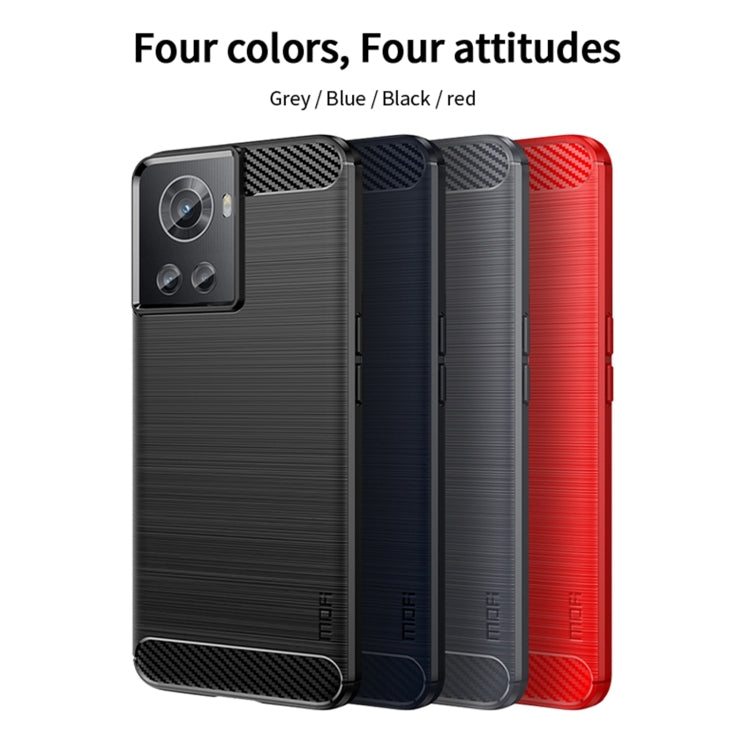 For OnePlus Ace / 10R 5G MOFI Gentleness Series Brushed Texture Carbon Fiber Soft TPU Case(Red) - OnePlus Cases by MOFI | Online Shopping South Africa | PMC TechLife