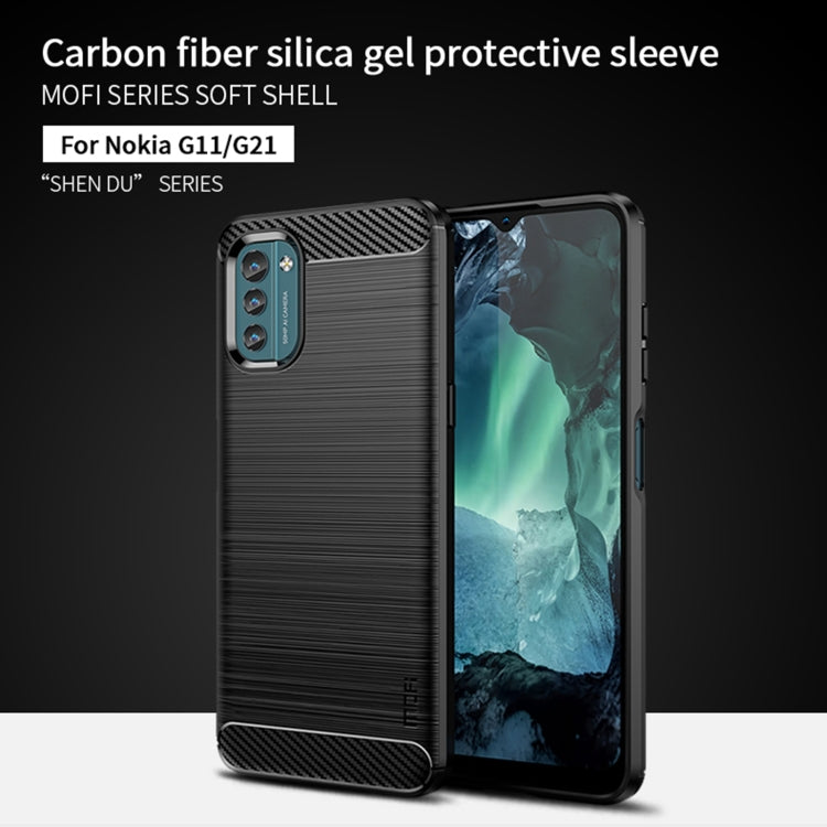 For Nokia G11 / G21 MOFI Gentleness Series Brushed Texture Carbon Fiber Soft TPU Case(Black) - Nokia Cases by MOFI | Online Shopping South Africa | PMC Jewellery