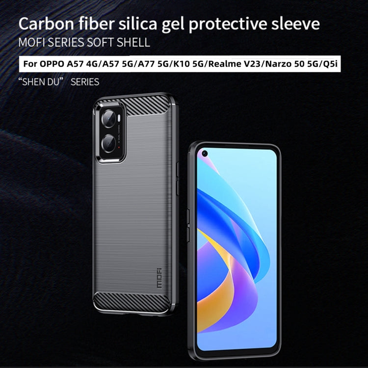 For OPPO A57 4G / A57 5G / A77 5G  MOFI Gentleness Series Brushed Texture Carbon Fiber Soft TPU Case(Black) -  by MOFI | Online Shopping South Africa | PMC TechLife