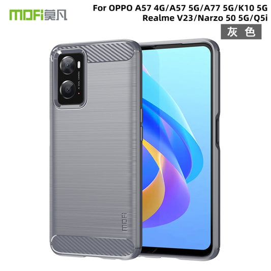 For OPPO A57 4G / A57 5G / A77 5G  MOFI Gentleness Series Brushed Texture Carbon Fiber Soft TPU Case(Gray) -  by MOFI | Online Shopping South Africa | PMC Jewellery