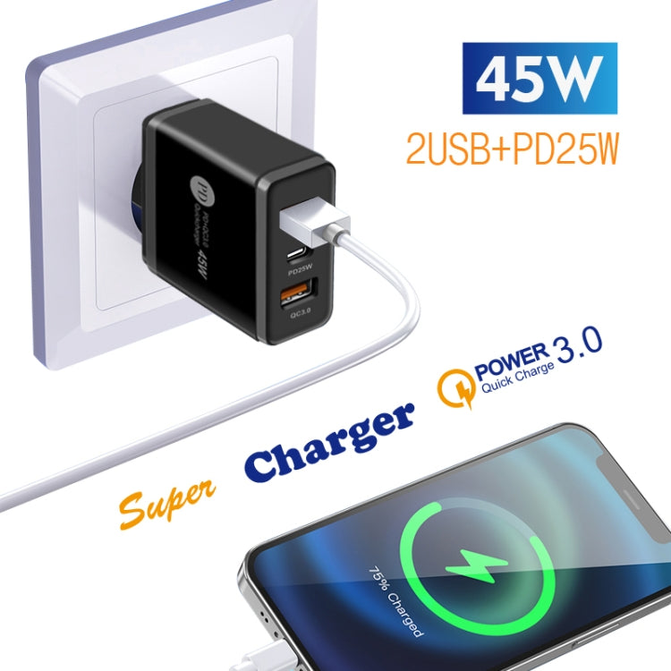 45W PD3.0 + 2 x QC3.0 USB Multi Port Quick Charger, US Plug(Black) - USB Charger by PMC Jewellery | Online Shopping South Africa | PMC Jewellery | Buy Now Pay Later Mobicred