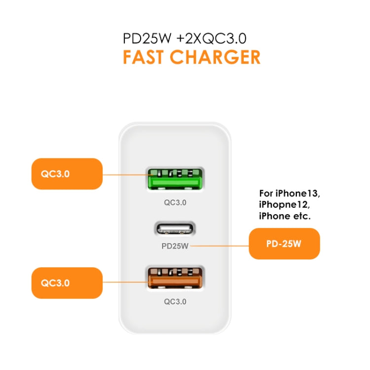 45W PD3.0 + 2 x QC3.0 USB Multi Port Charger with Type-C to Type-C Cable, UK Plug(White) - USB Charger by PMC TechLife | Online Shopping South Africa | PMC TechLife | Buy Now Pay Later Mobicred