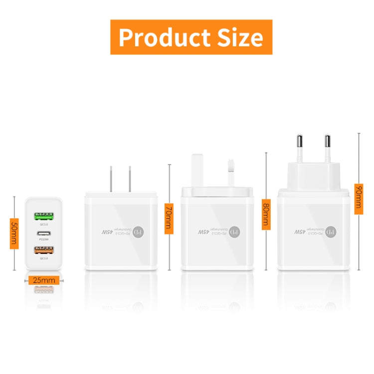 45W PD3.0 + 2 x QC3.0 USB Multi Port Charger with Type-C to Type-C Cable, UK Plug(Black) - USB Charger by PMC TechLife | Online Shopping South Africa | PMC TechLife | Buy Now Pay Later Mobicred