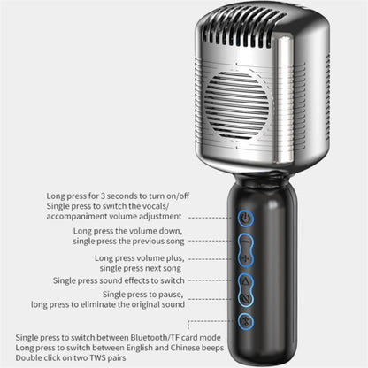 KM600 Wireless Microphone TWS Handheld Noise Reduction Smart Bluetooth-compatible Condenser Mic Music Player for Singing(Sliver) - Microphone by PMC Jewellery | Online Shopping South Africa | PMC Jewellery | Buy Now Pay Later Mobicred