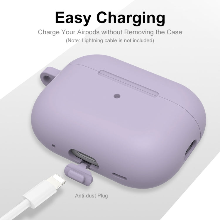 For Apple AirPods Pro 2 2022 ENKAY Thickened Silicone Protective Case with Keychain(Lavender Purple) - free shipping - PMC Jewellery - Order now!