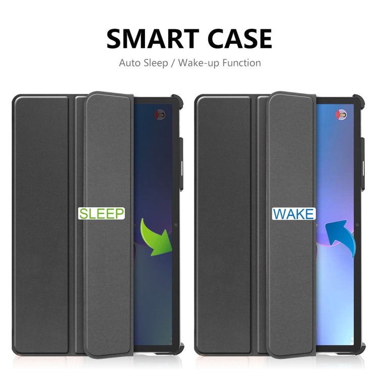 For Lenovo Tab P11 Pro Gen2 11.2 inch 2022 ENKAY Tri-fold Custer Texture Leather Stand Smart Case(Dark Blue) - free shipping - PMC TechLife - Order now!
