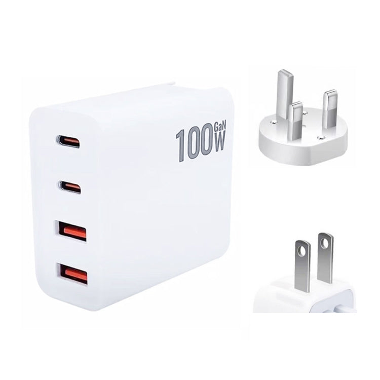GaN 100W Dual USB + Dual USB-C/Type-C Multi Port Charger for Apple MacBook Series US / UK Plug - Cable & Adapter by PMC Jewellery | Online Shopping South Africa | PMC Jewellery | Buy Now Pay Later Mobicred