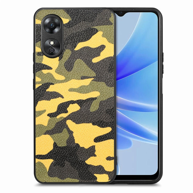 For OPPO A17 Camouflage Leather Back Cover Phone Case(Yellow) - OPPO Cases by PMC Jewellery | Online Shopping South Africa | PMC Jewellery | Buy Now Pay Later Mobicred