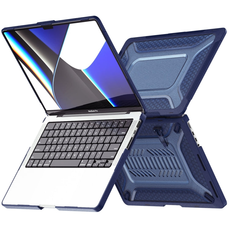 For MacBook Pro 14.2 A2442/A2779 2023 ENKAY Hat-Prince 3 in 1 Protective Bracket  Case Cover Hard Shell with TPU Keyboard Film / Anti-dust Plugs, Version:US(Blue) - MacBook Pro Cases by ENKAY | Online Shopping South Africa | PMC Jewellery | Buy Now Pay Later Mobicred