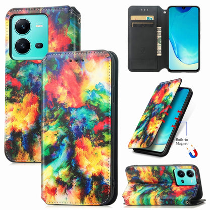 For vivo V25 CaseNeo Colorful Magnetic Leather Phone Case(Colorful Cloud) - vivo Cases by PMC Jewellery | Online Shopping South Africa | PMC Jewellery