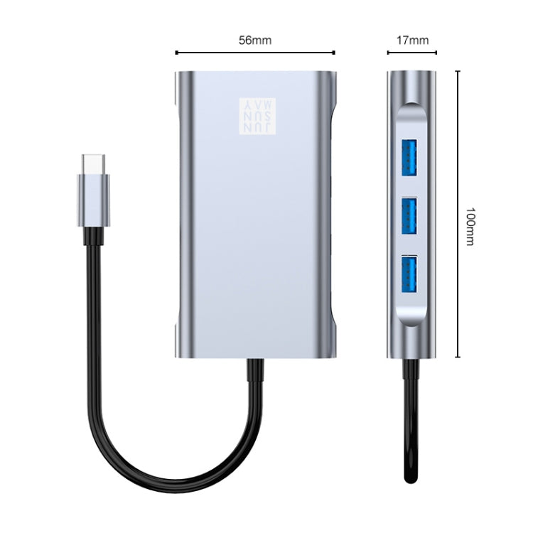 JUNSUNMAY 7 in 1 Type-C to 4K HDMI / VGA / 1000M Ethernet Docking Station Adapter USB C Hub - free shipping - PMC Jewellery - Order now!
