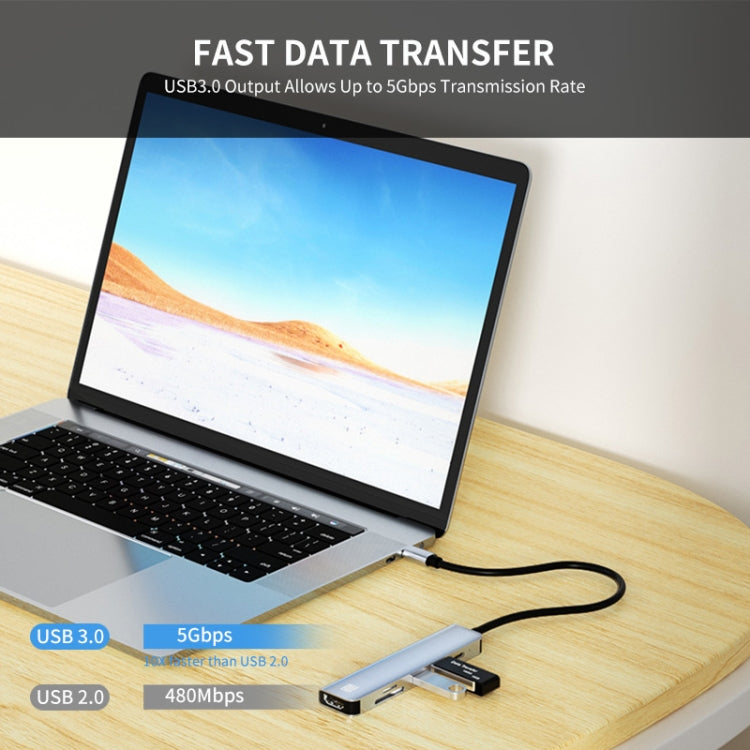JUNSUNMAY 6 in 1 Type-C to 4K HDMI Docking Station Adapter USB-C PD Quick Charge Hub SD/TF Card Reader - free shipping - PMC Jewellery - Order now!