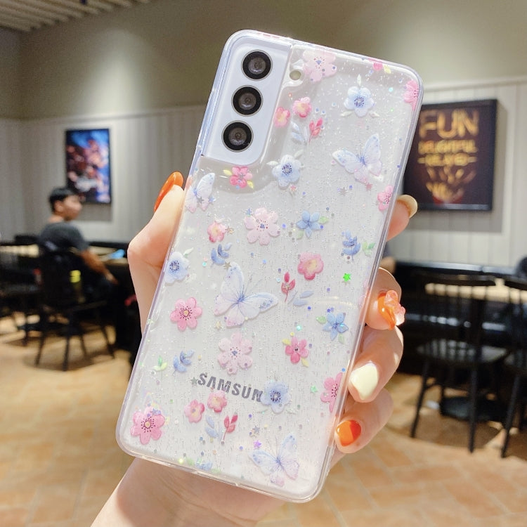 For Samsung Galaxy S22 Utra 5G Fresh Small Floral Epoxy TPU Phone Case(Butterflies Love Flowers 6) - Galaxy S22 Ultra 5G Cases by PMC TechLife | Online Shopping South Africa | PMC TechLife
