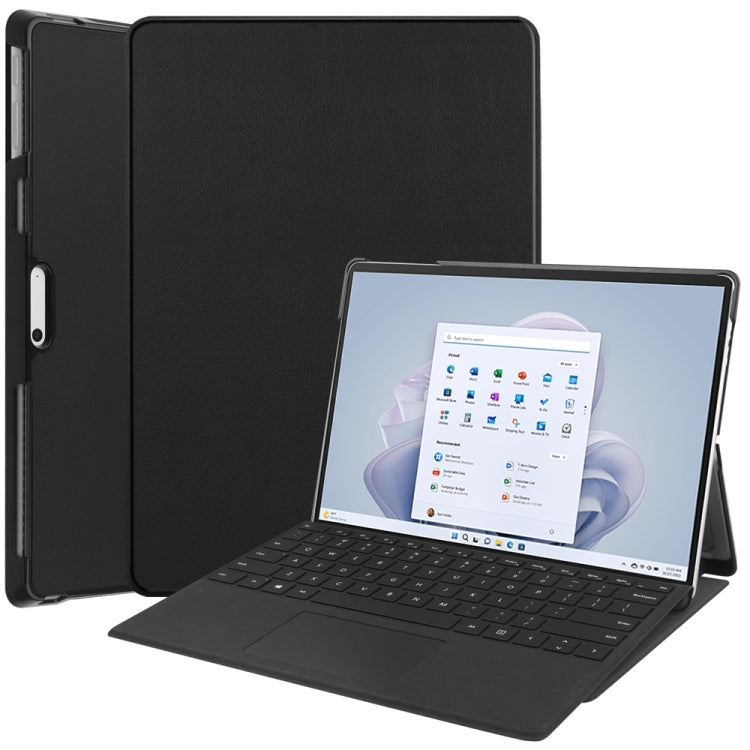 For Microsoft Surface Pro 9 JUNSUNMAY Custer Solid Color 3-Fold Stand Leather Tablet Case(Black) - Microsoft by JUNSUNMAY | Online Shopping South Africa | PMC Jewellery | Buy Now Pay Later Mobicred