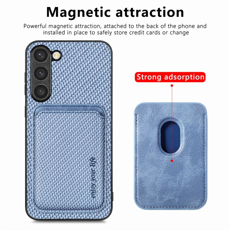 For Samsung Galaxy S23 5G Carbon Fiber Leather Card Magsafe Case(Blue) - Galaxy S23 5G Cases by PMC TechLife | Online Shopping South Africa | PMC TechLife