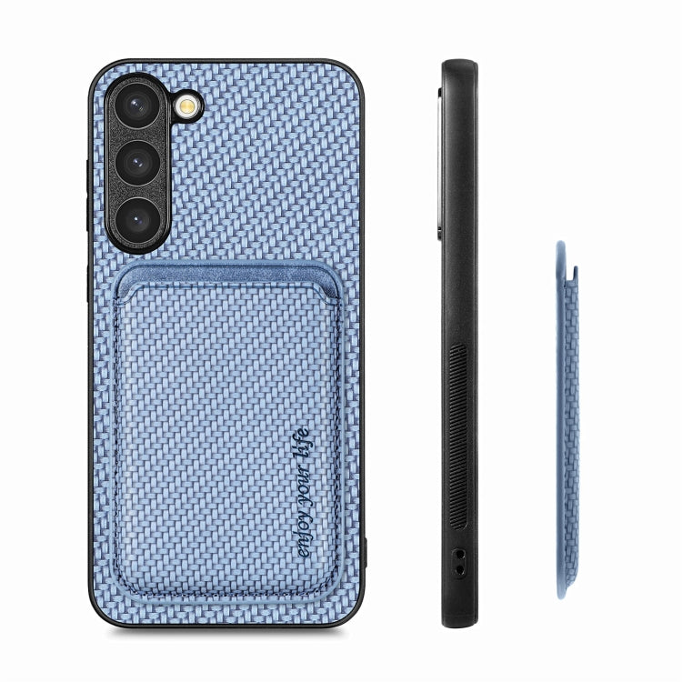 For Samsung Galaxy S23 5G Carbon Fiber Leather Card Magsafe Case(Blue) - Galaxy S23 5G Cases by PMC TechLife | Online Shopping South Africa | PMC TechLife