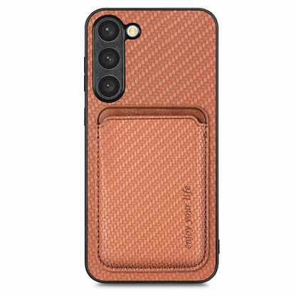 For Samsung Galaxy S23 5G Carbon Fiber Leather Card Magsafe Case(Brown) - Galaxy S23 5G Cases by PMC Jewellery | Online Shopping South Africa | PMC Jewellery