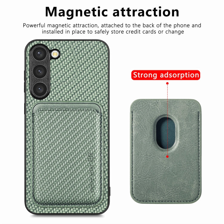 For Samsung Galaxy S23+ 5G Carbon Fiber Leather Card Magsafe Case(Green) - Galaxy S23+ 5G Cases by PMC TechLife | Online Shopping South Africa | PMC TechLife