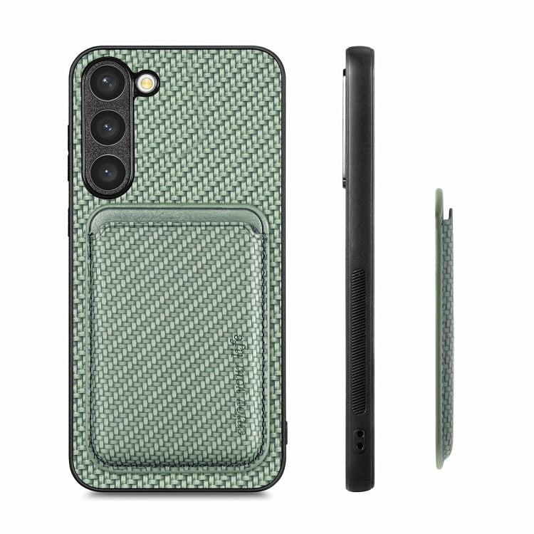 For Samsung Galaxy S23+ 5G Carbon Fiber Leather Card Magsafe Case(Green) - Galaxy S23+ 5G Cases by PMC TechLife | Online Shopping South Africa | PMC TechLife