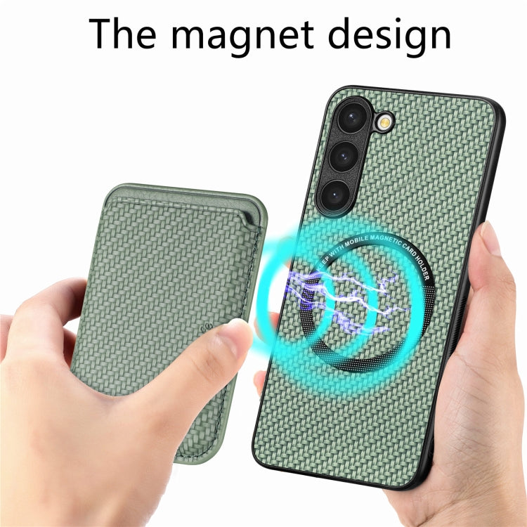 For Samsung Galaxy S23+ 5G Carbon Fiber Leather Card Magsafe Case(Green) - Galaxy S23+ 5G Cases by PMC TechLife | Online Shopping South Africa | PMC TechLife