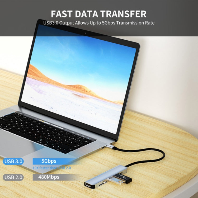 ENKAY Hat-Prince 6 in 1 Type-C Hub 4K HDMI Docking Station Adapter USB-C PD Quick Charge SD/TF Card Reader - free shipping - PMC Jewellery - Order now!