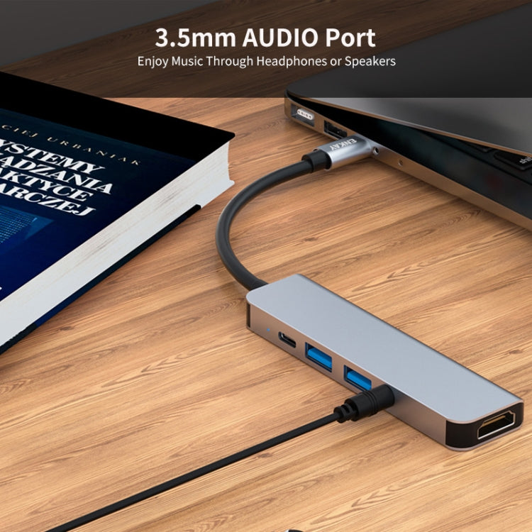 ENKAY Hat-Prince 5 in 1 Type-C Hub 4K HDMI Converter Docking Station 3.5mm Audio Jack Adapter - free shipping - PMC Jewellery - Order now!