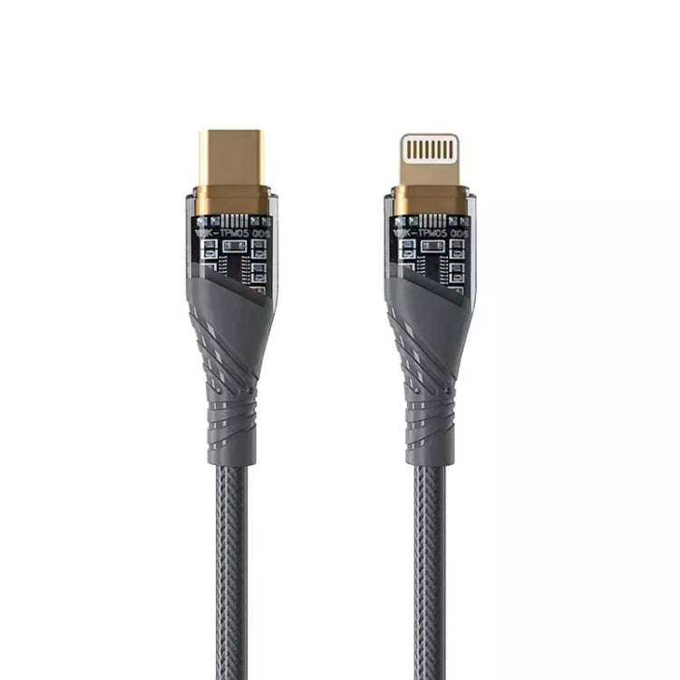 PD30W USB-C / Type-C to 8 Pin Transparent 3A Fast Charging Data Cable, Length: 1m(Grey) - 2 in 1 Cable by PMC Jewellery | Online Shopping South Africa | PMC Jewellery | Buy Now Pay Later Mobicred