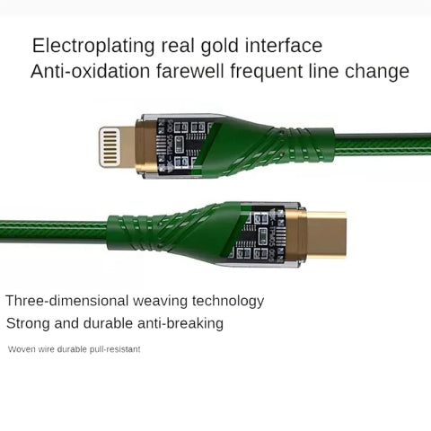 PD30W USB-C / Type-C to 8 Pin Transparent 3A Fast Charging Data Cable, Length: 1m(Orange) - 2 in 1 Cable by PMC Jewellery | Online Shopping South Africa | PMC Jewellery | Buy Now Pay Later Mobicred