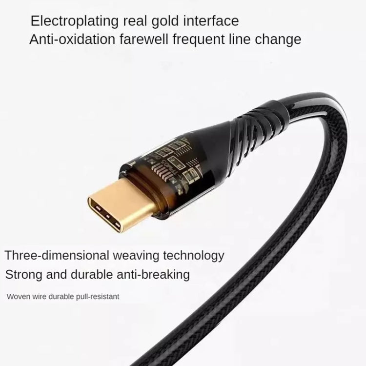 PD30W USB-C / Type-C to 8 Pin Transparent 3A Fast Charging Data Cable, Length: 1m(Black) - 2 in 1 Cable by PMC Jewellery | Online Shopping South Africa | PMC Jewellery | Buy Now Pay Later Mobicred