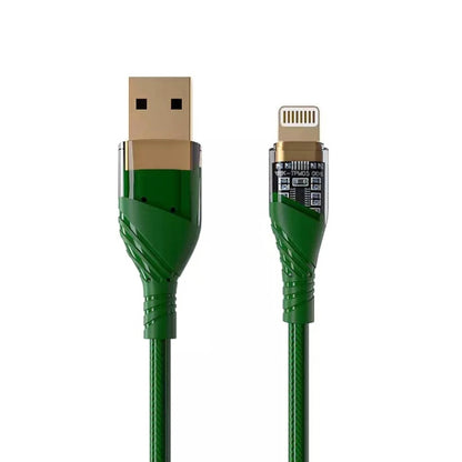 2.4A USB to 8 Pin Transparent Fast Charging Data Cable, Length: 1m(Green) - Normal Style Cable by PMC Jewellery | Online Shopping South Africa | PMC Jewellery | Buy Now Pay Later Mobicred