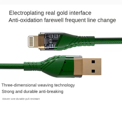 2.4A USB to 8 Pin Transparent Fast Charging Data Cable, Length: 1m(Green) - Normal Style Cable by PMC Jewellery | Online Shopping South Africa | PMC Jewellery | Buy Now Pay Later Mobicred