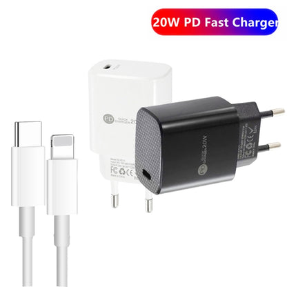 PD11 Single PD3.0 USB-C / Type-C 20W Fast Charger with 1m Type-C to 8 Pin Data Cable, EU Plug(White) - USB Charger by PMC Jewellery | Online Shopping South Africa | PMC Jewellery | Buy Now Pay Later Mobicred