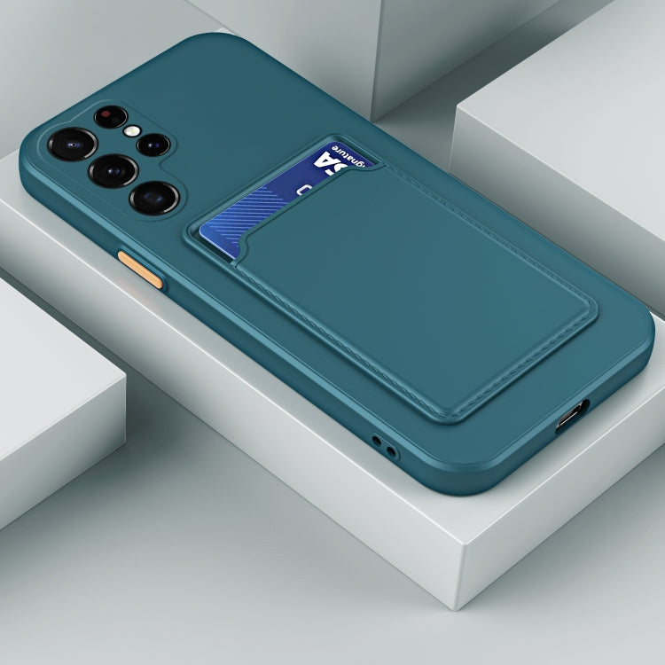 For Samsung Galaxy S23 Ultra 5G Skin Feel Card TPU Contrast Color Button Phone Case(Dark Green) - Galaxy S23 Ultra 5G Cases by PMC TechLife | Online Shopping South Africa | PMC TechLife