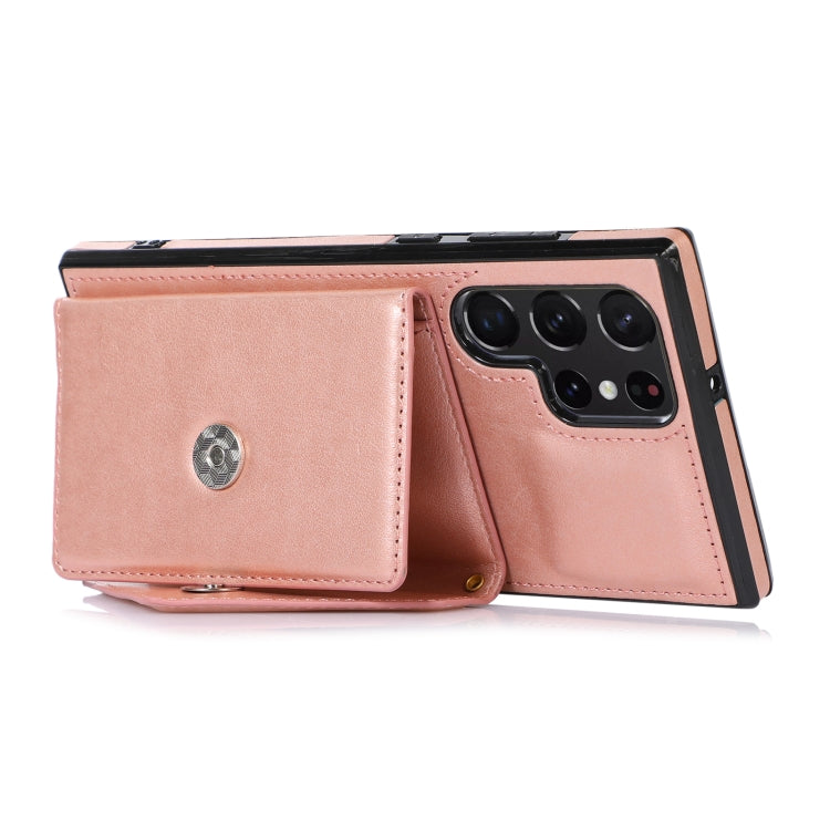 For Samsung Galaxy S23 Ultra 5G Cross-body Wallet Card Bag Leather Phone Case(Rose Gold) - Galaxy S23 Ultra 5G Cases by PMC TechLife | Online Shopping South Africa | PMC TechLife