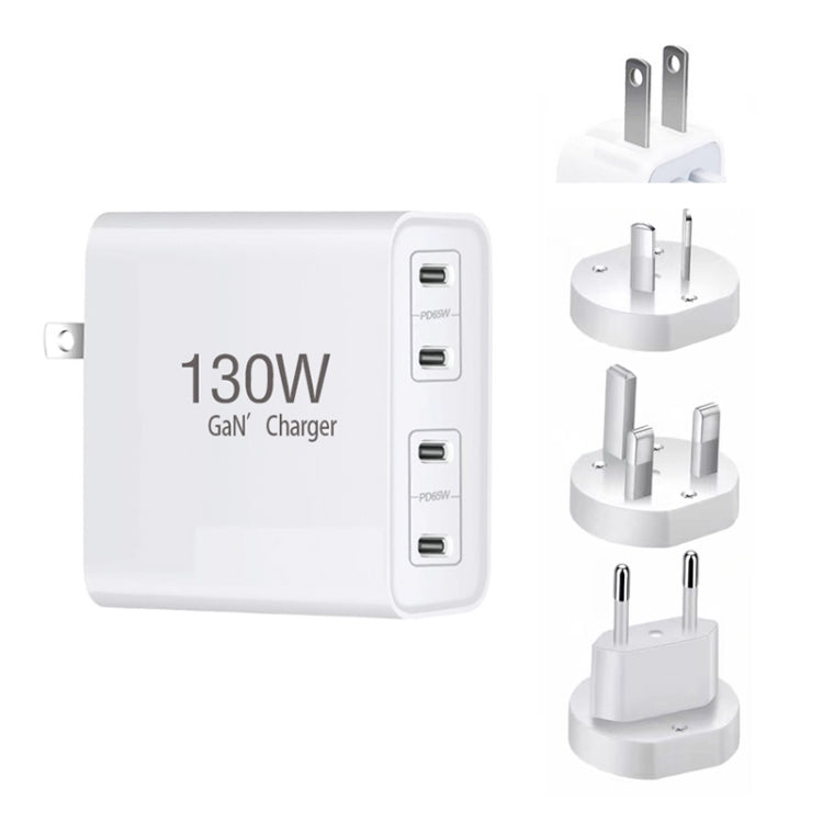 GaN 130W 4-Port USB-C PD65W / PD30W Multi Port Type-C Charger with  1.8m Type-C to MagSafe 1 / L Header Data Cable US / EU / UK / AU Plug - Cable & Adapter by PMC Jewellery | Online Shopping South Africa | PMC Jewellery | Buy Now Pay Later Mobicred