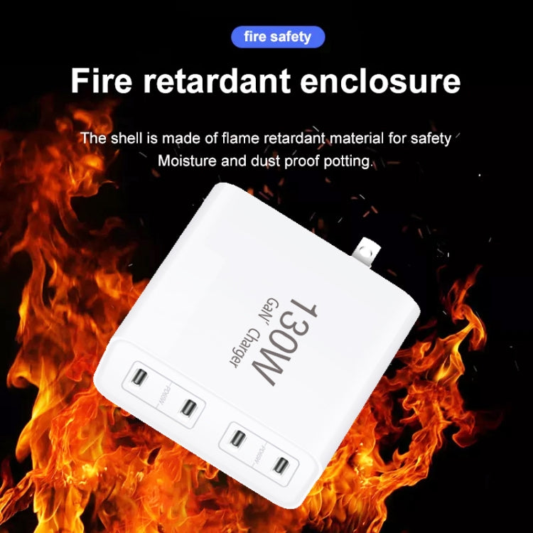 GaN 130W 4-Port USB-C PD65W / PD30W Multi Port Type-C Charger with  1.8m Type-C to MagSafe 2 / T Header Data Cable US Plug - Cable & Adapter by PMC Jewellery | Online Shopping South Africa | PMC Jewellery | Buy Now Pay Later Mobicred