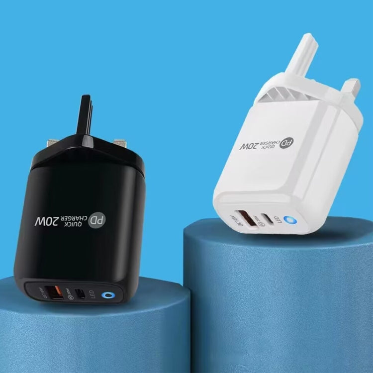 PD04 Type-C + USB Mobile Phone Charger with USB to 8 Pin Cable, UK Plug(White) - free shipping - PMC Jewellery - Order now!