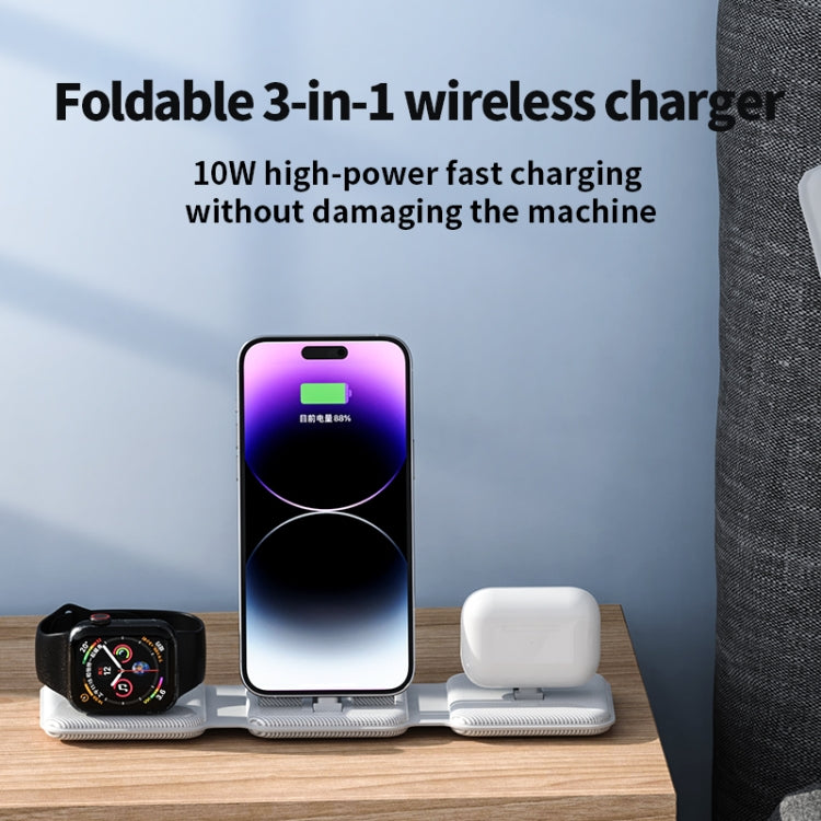 A75 Folding 3 in 1 Wireless Charger Suitable for Apple Watch Mobile Phone Headset(Black) - Wireless Charger by PMC TechLife | Online Shopping South Africa | PMC TechLife