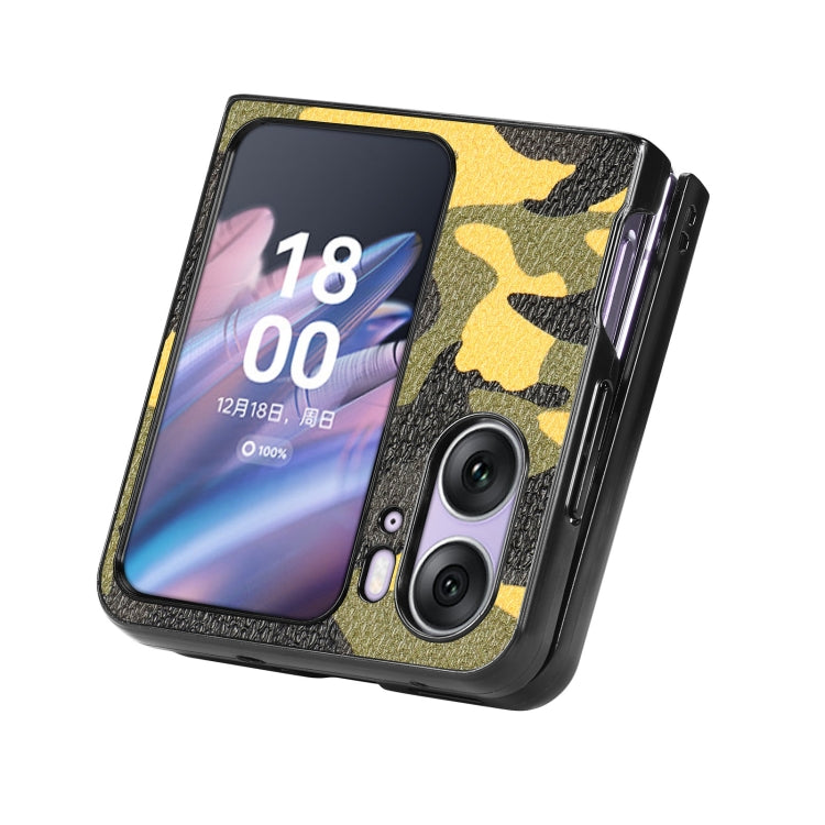 For OPPO Find N2 Flip Camouflage Leather Back Cover Phone Case(Yellow) - Find N2 Flip Cases by PMC Jewellery | Online Shopping South Africa | PMC Jewellery | Buy Now Pay Later Mobicred