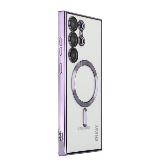 For Samsung Galaxy S22 Ultra 5G ENKAY Electroplated MagSafe Shockproof TPU Phone Case with Lens Film(Purple) - Galaxy S22 Ultra 5G Cases by ENKAY | Online Shopping South Africa | PMC Jewellery