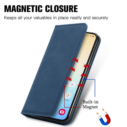 For Samsung Galaxy S25+ 5G Retro Skin Feel Magnetic Leather Phone Case(Blue) - Galaxy S25+ 5G Cases by PMC Jewellery | Online Shopping South Africa | PMC Jewellery | Buy Now Pay Later Mobicred