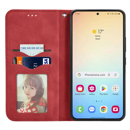 For Samsung Galaxy S25+ 5G Retro Skin Feel Magnetic Leather Phone Case(Red) - Galaxy S25+ 5G Cases by PMC Jewellery | Online Shopping South Africa | PMC Jewellery | Buy Now Pay Later Mobicred