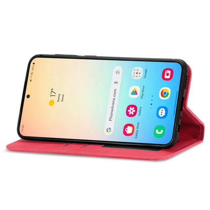 For Samsung Galaxy S25+ 5G Retro Skin Feel Magnetic Leather Phone Case(Red) - Galaxy S25+ 5G Cases by PMC Jewellery | Online Shopping South Africa | PMC Jewellery | Buy Now Pay Later Mobicred