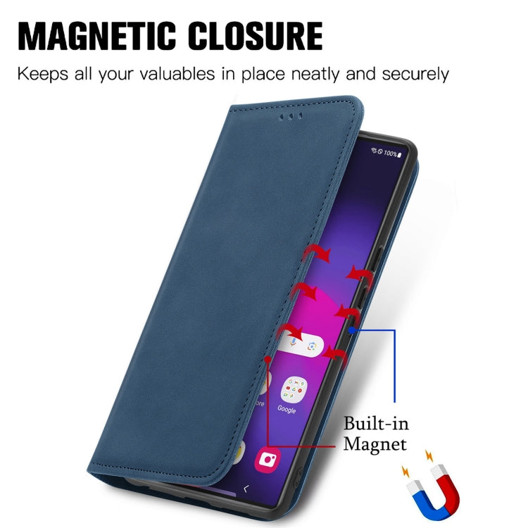 For Samsung Galaxy S25 Ultra 5G Retro Skin Feel Magnetic Leather Phone Case(Blue) - Galaxy S25 Ultra 5G Cases by PMC Jewellery | Online Shopping South Africa | PMC Jewellery | Buy Now Pay Later Mobicred